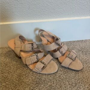 Sole Society Tan Suede Heeled Sandal - 7.5
